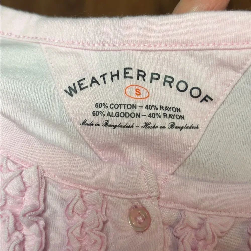 Weatherproof Pink Ruffled Button-Up Top, 3/4 sleeve, Small - Picture 7 of 7